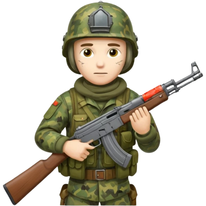 Dead Russian soldier in ukraine in Russian camo with helmet, full gear and an Ak47 emoji