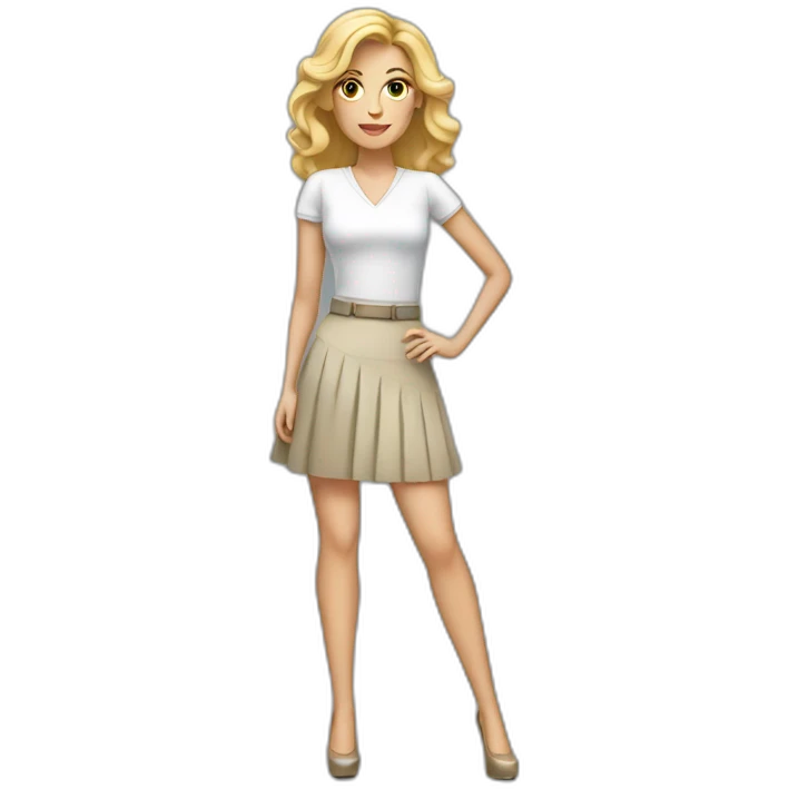 White woman in skirt and high heels emoji