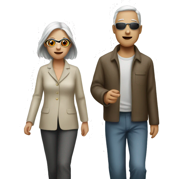 Two blind people leading each other  emoji