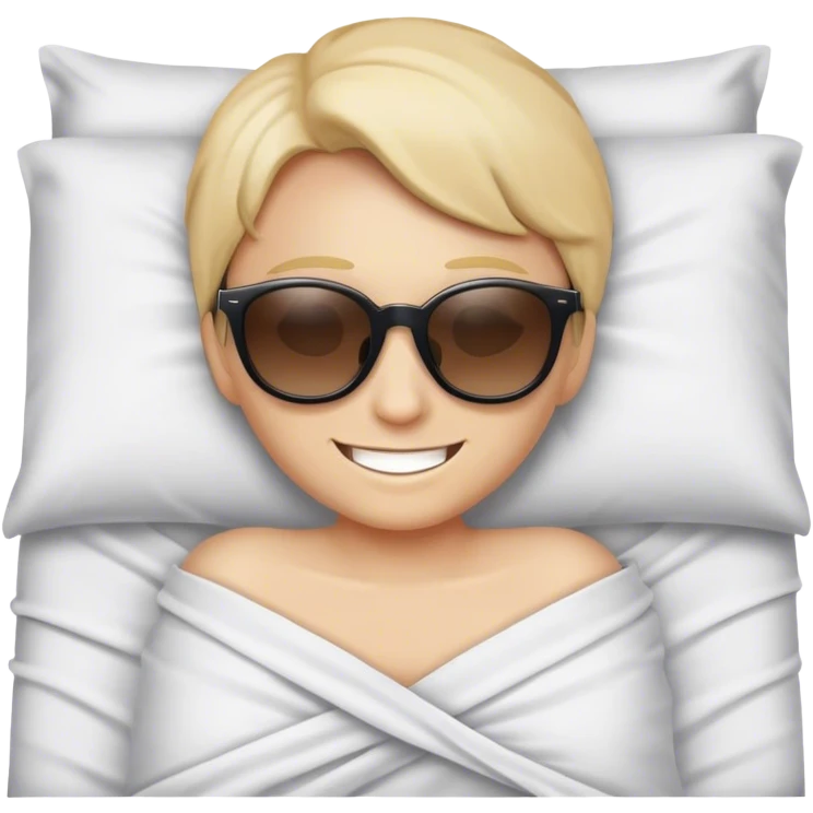 smile face with sunglasses in the bedsheets emoji