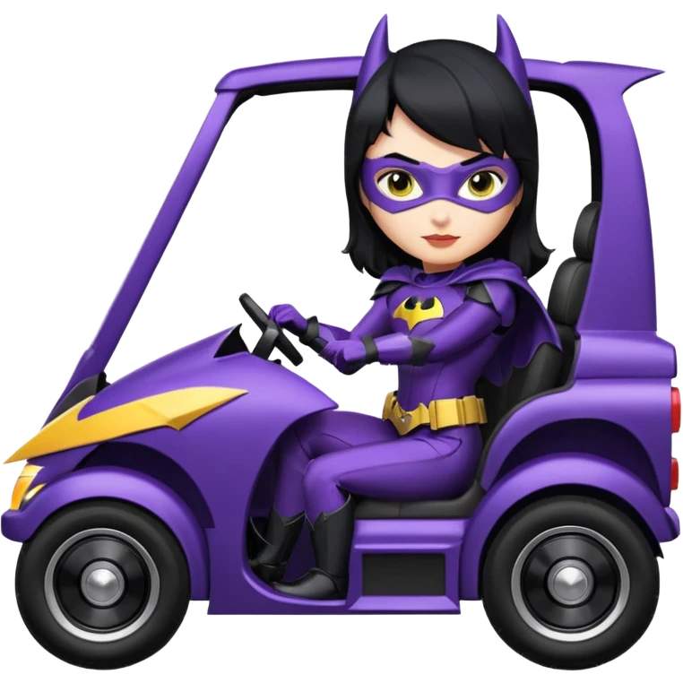 I:16 scale racing sexy fitted Batgirl’s buxom attractively armored midnight-colored tight outfit tv series style dark knight stealthy accurate sporty safe plush deluxe off-road pursuit drifting F1 town car (black hair, riding in seat) rally vehicle  emoji