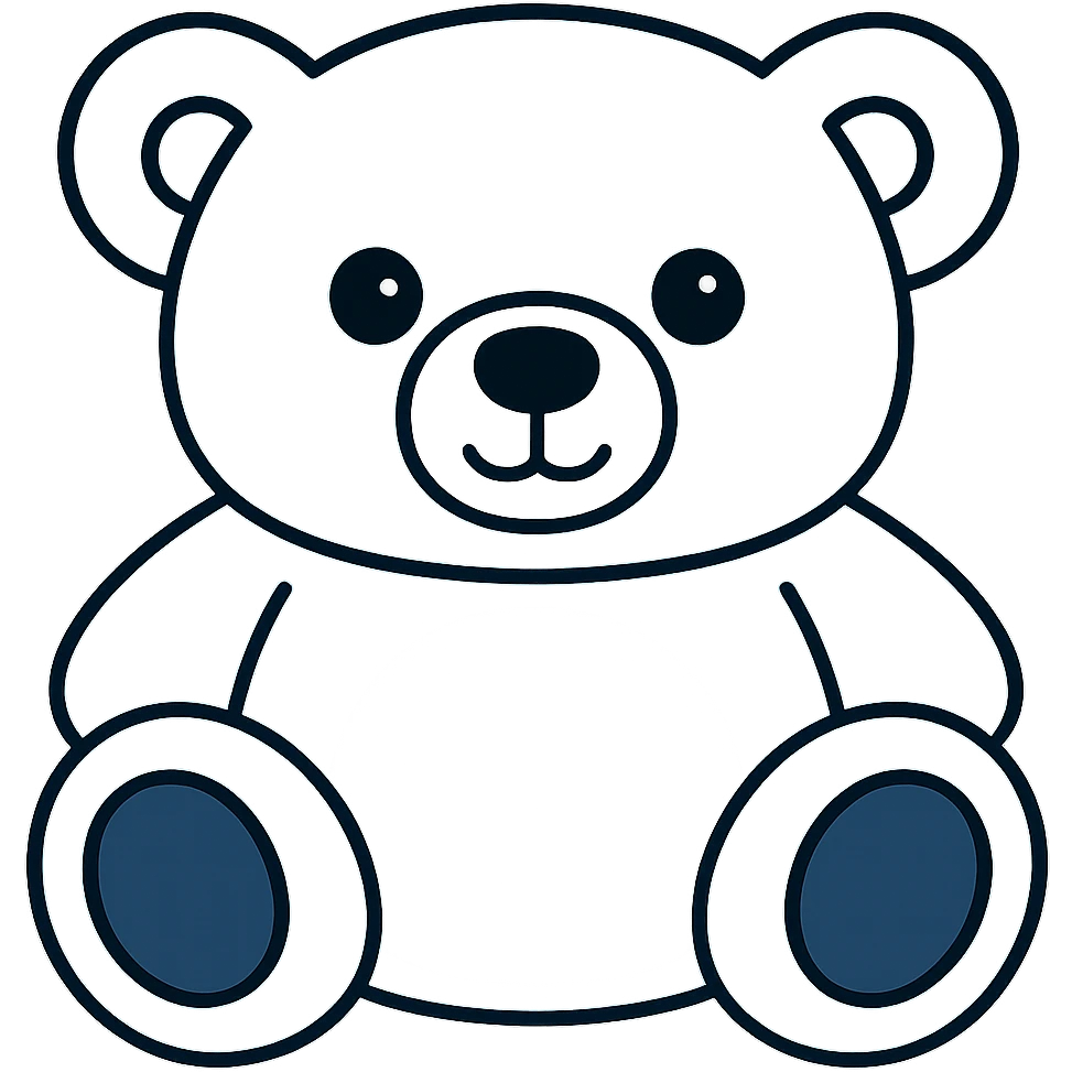 Change the teddy bear's fur to a flat blue color with white, no shadows, flat lighting, transparent background. emoji