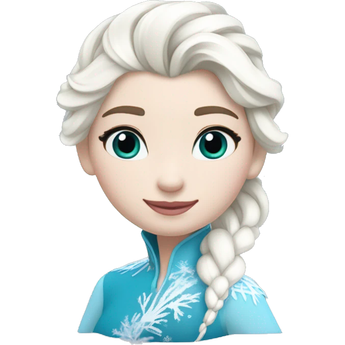 un pato con cuerpo azul, cabeza blanca y trenza con cabello blanco como Elsa de frozen emoji