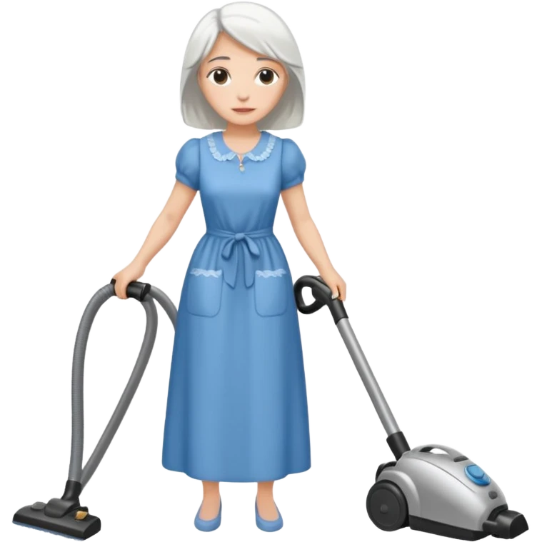 White haired lady vaccum emoji