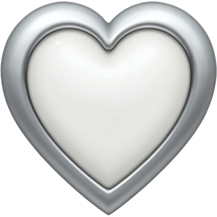 white heart with a metallic silver border emoji
