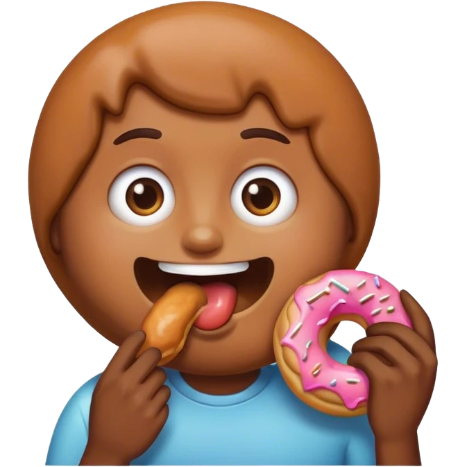 An emoji eating a doughnut emoji