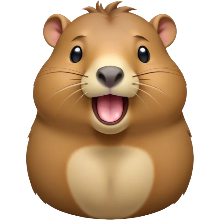 Cinematic Cute Yawning Capybara Portrait Emoji, Head tilted slightly with a dramatic, wide-open yawn, showcasing a plush, rounded body with a broad capybara head featuring a short snout and subtle, small ears, with drowsy, half-closed eyes and a relaxed expression, Simplified yet irresistibly adorable features, highly detailed, glowing with a soft, cozy natural glow, high shine, relaxed yet expressive, stylized with a dash of whimsical charm, soft glowing outline, capturing the essence of a drowsy yet affectionate capybara guardian that seems ready to stretch out for a nap! emoji