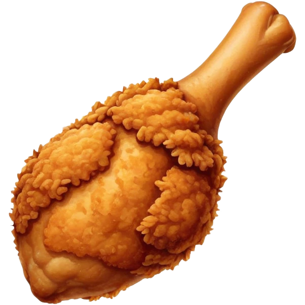 KFC style crispy fried chicken leg with golden brown breading and signature spices emoji