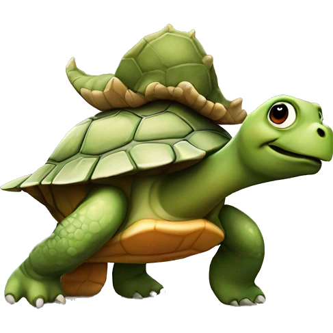 Turtle with dinosaur on top emoji