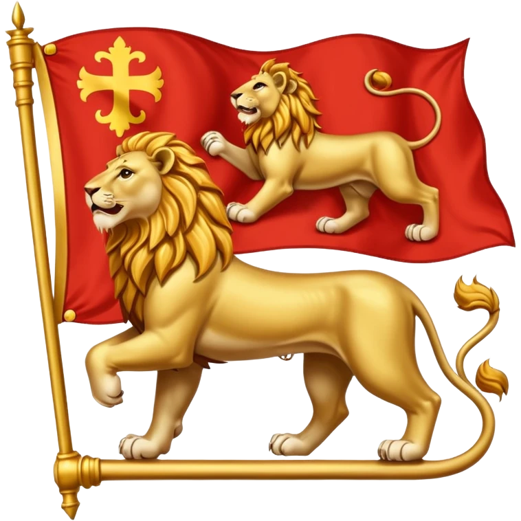 Lion with only four limbs Medieval Banner heraldry flag emoji