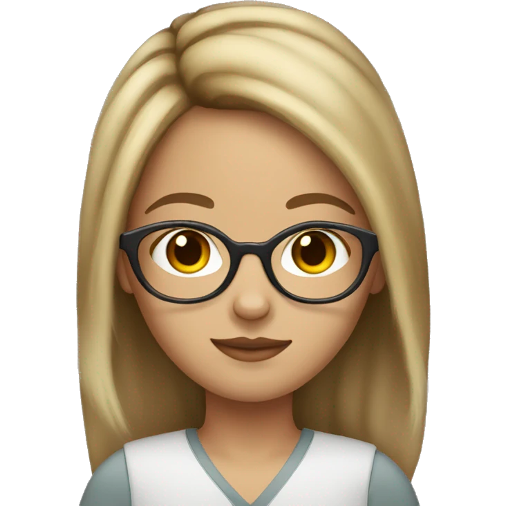 girl with brown hair and blonde highlights and cat eye glasses emoji