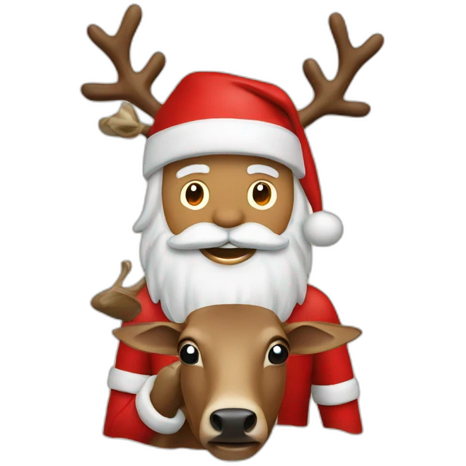 Santa with reindeer on the beach emoji