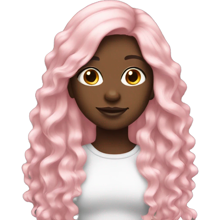 Light Pink long hair black girl emoji