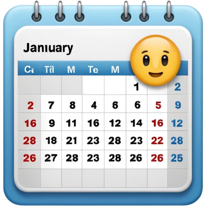January 2026 calendar
 emoji