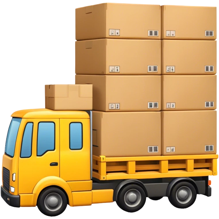 yellow logistic truck with boxes in pallets emoji