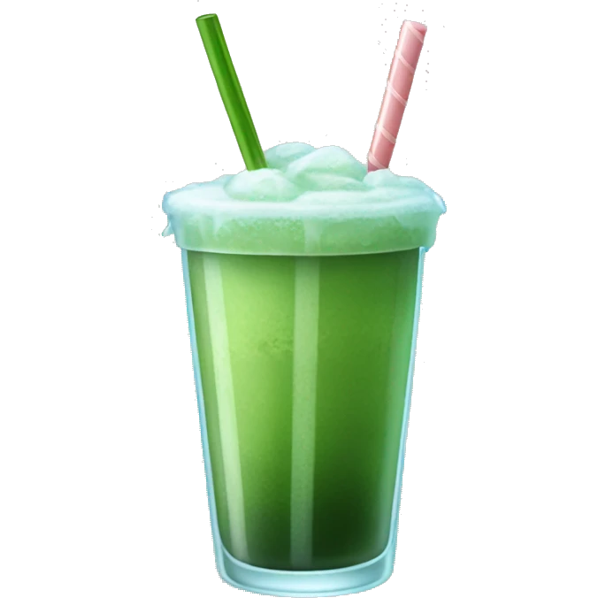 glass cup of ice matcha with a straw emoji