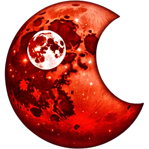 glitter red blood moon crescente emoji