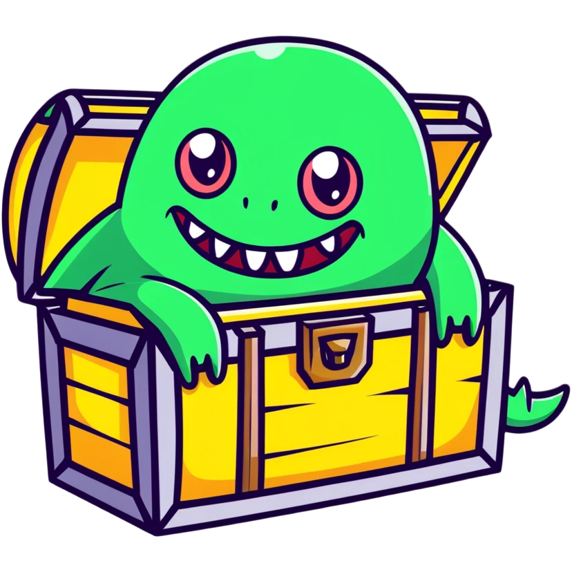 treasure chest monster mimic with eyes teeth and tongue emoji