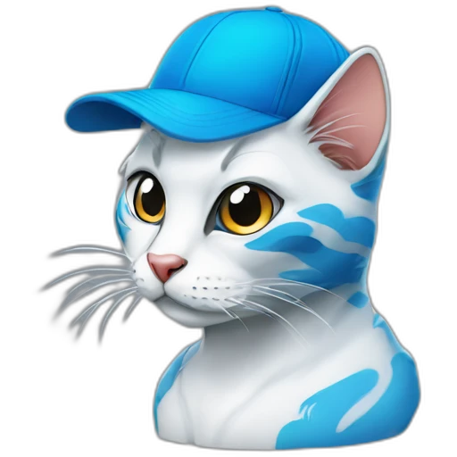 blue kawaï comics styled cat wearing a trucker cap emoji