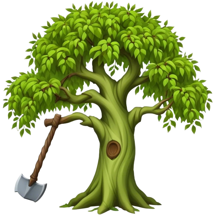 willow tree with an axe in it emoji