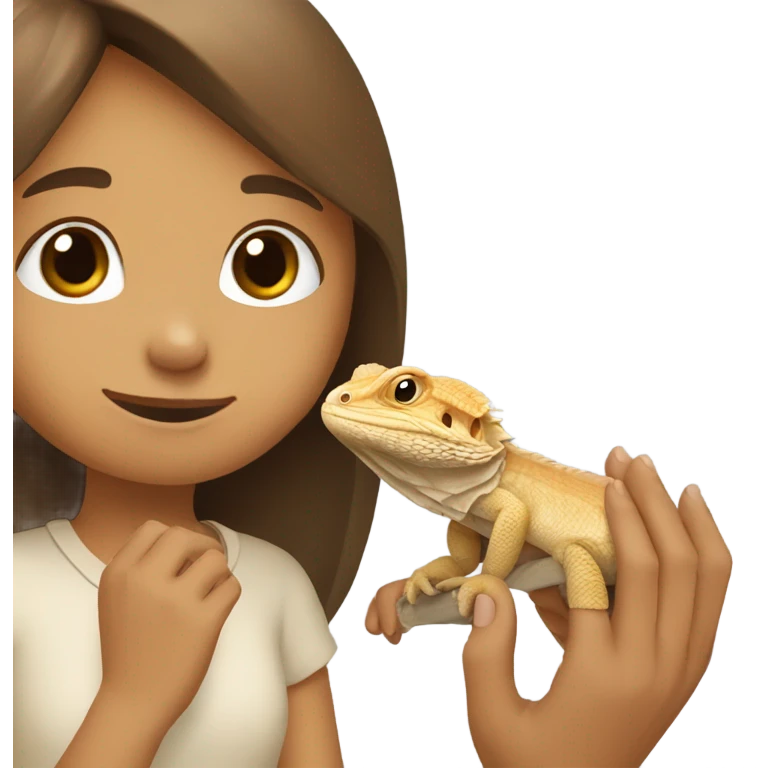 girl holding bearded dragon emoji