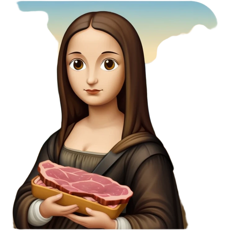  mona lisa with SPAM MEAT renaissance landscape emoji