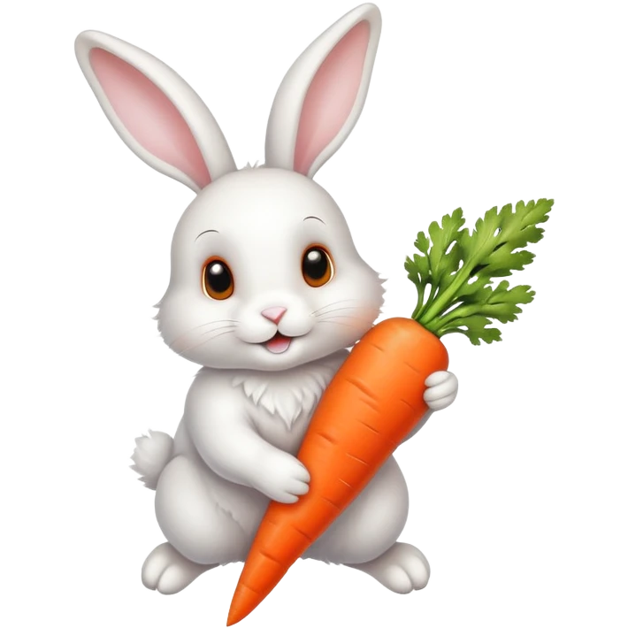 Flying rabbit over carrot emoji