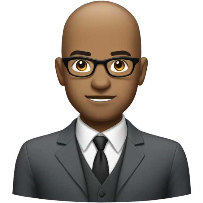Dwayne d-train Hunter  with small round face and suit and glasses and buzz cut and small black eyes and small gray beard and small black eyes and wrinkled forehead emoji