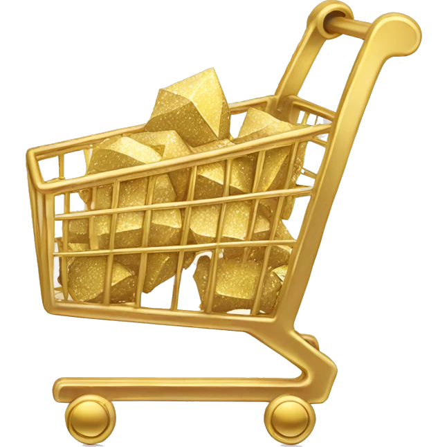 shopping cart made with gold, diamonds emoji