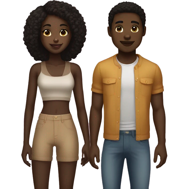 dark skin girl and light skin boyfriendfriend emoji