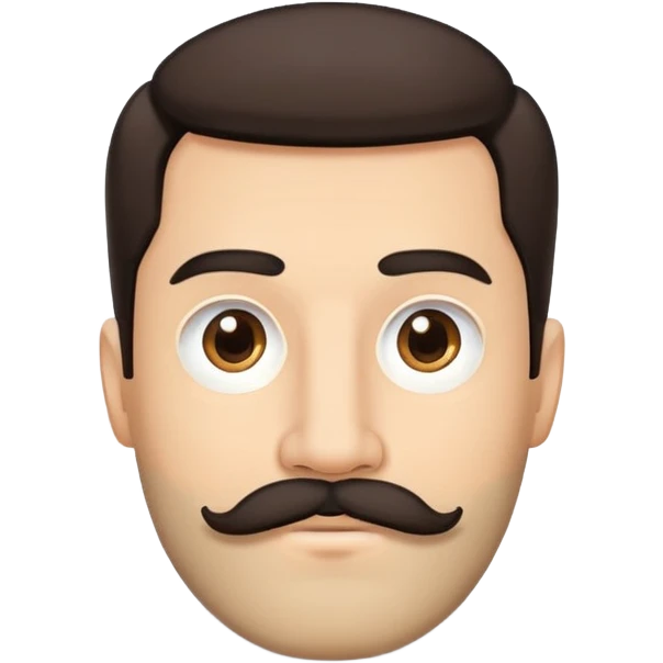close-up of man face only with mustache and beard, medium eyes, medium light skin tone, dark hair, no neck visible, just the face emoji
