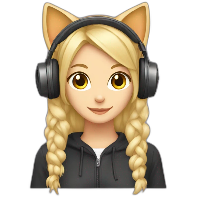 she blond developer cat ears headphones emoji