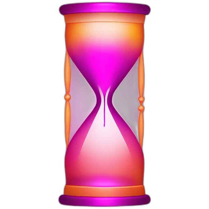 a central hourglass shape formed by widening vertical lines, displaying a magenta to orange gradient emoji