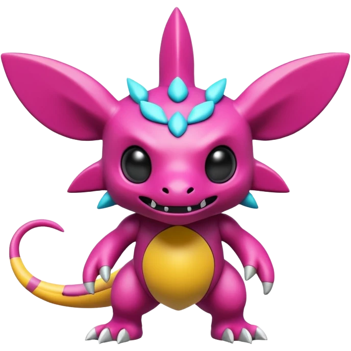 A 3D CGI model of a randomly-colored cool badass cute Fakémon-Pokémon-Digimon-Spectrobe-creature (full body) emoji