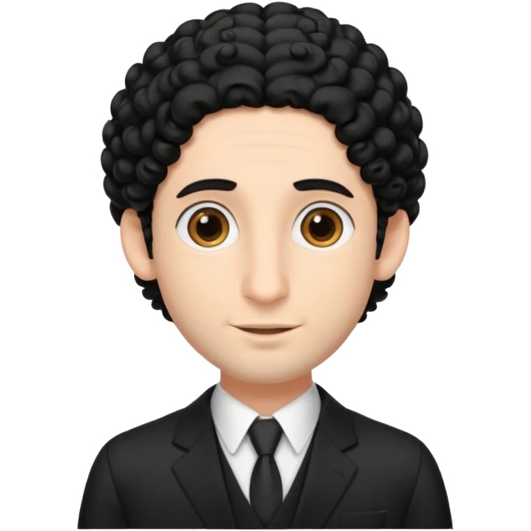 jewish man with a black kippah, black hair, large nose, wearing a black suit with a white shirt, and has curls/peyot hairstyle emoji