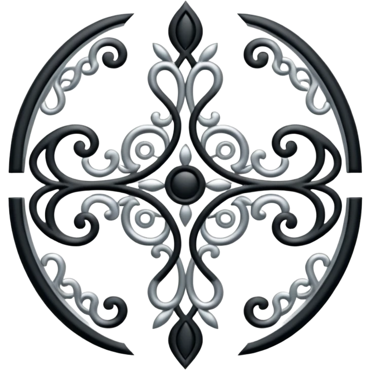 Black and silver filigree page divider, 3D, extremely detailed design emoji