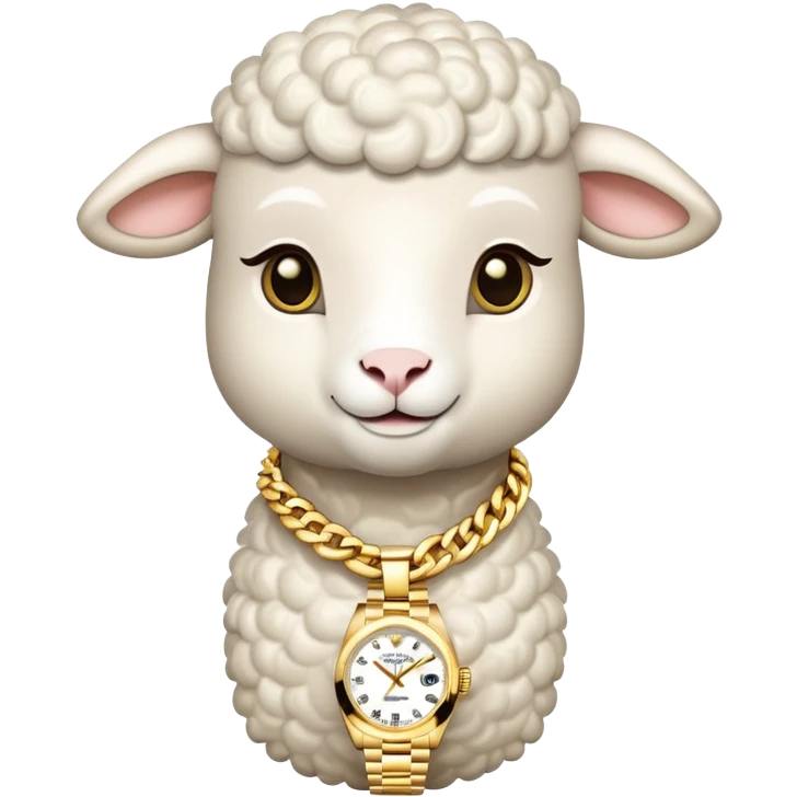  lamb wearing gold necklace and gold Rolex
 emoji