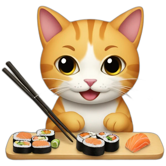 cat eating sushi emoji