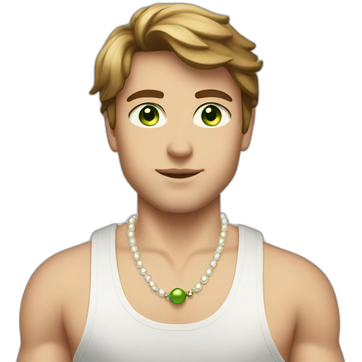 Posh-gym-boy-with-pearl-necklace-and-green-eyes-and-brown-hair emoji
