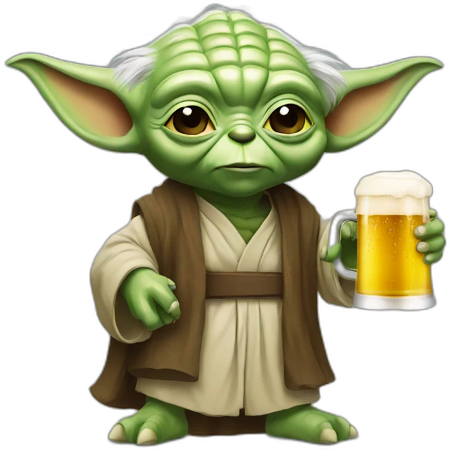 Yoda with beer emoji