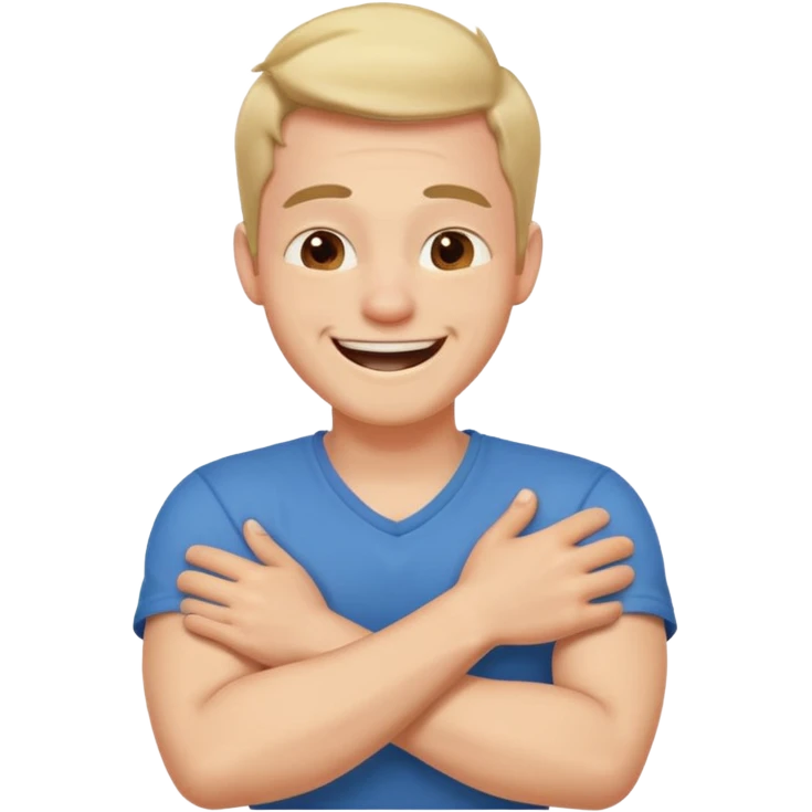 arms crossed holding neck laughing guy emoji