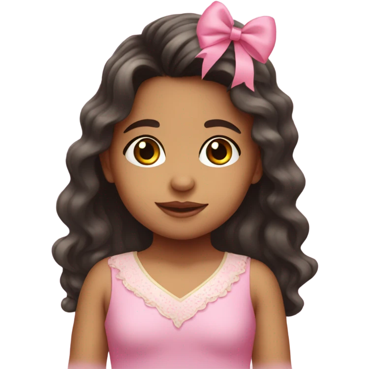 Hispanic toddler girl with pink bow long hair emoji