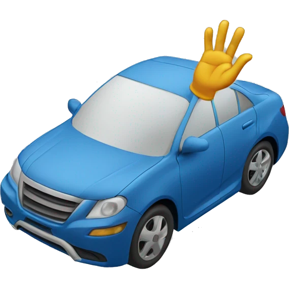 waving hand in the shape of a car emoji