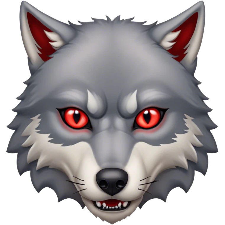 Evil Aggressive Grey Wolf with red eyes emoji