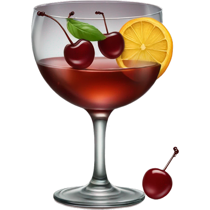 manhattan cocktail with a cherry on the glass emoji