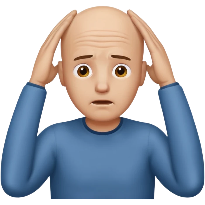 bald guy with hands on head in distress  emoji