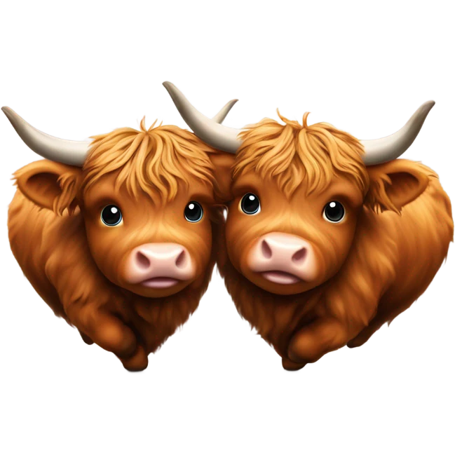 Baby Highland cow hearts emoji