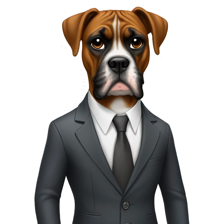 Boxer dog in a suit emoji