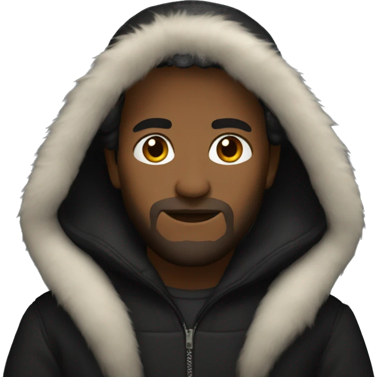 Black long coat with fur hood  emoji