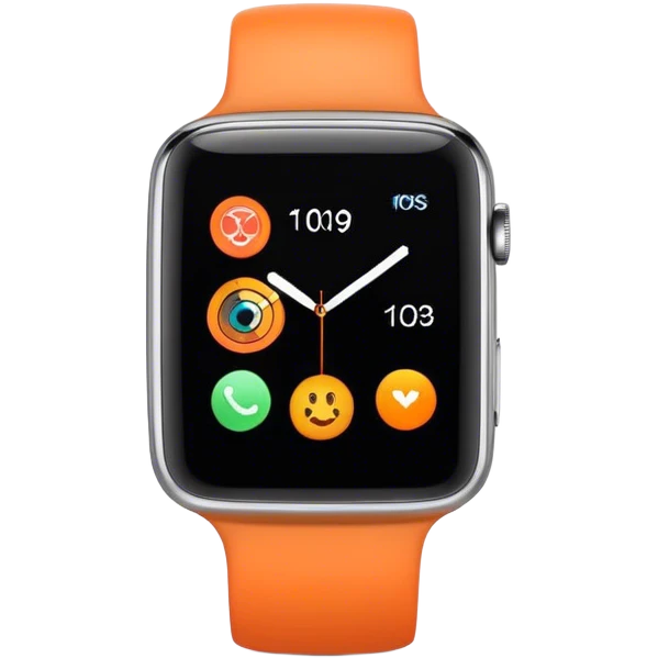 A modern smartwatch, orange with a completely blank, turned-off screen emoji